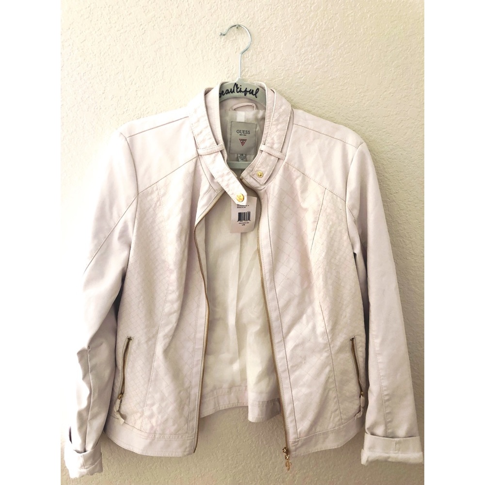 Guess White Faux Leather Jacket
